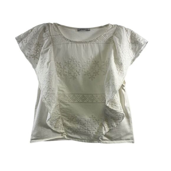 Zara Trafaluc Eyelet Ruffled Blouse Size S - Picture 1 of 8